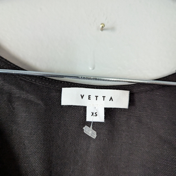 Vetta Convertible Wrap Linen Blend Dress Short Black Minimalist Preppy XS - Picture 7 of 11